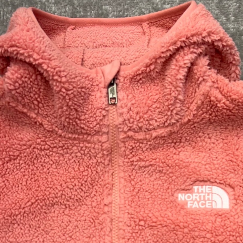 THE NORTH FACE Girl's XL Fleece Full Zip Hoodie Sherpa Outdoor Fuzzy Teddy Pink - Picture 13 of 16